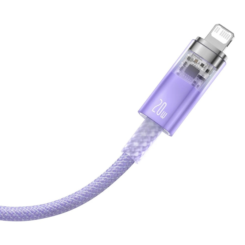 Кабель Baseus Explorer Series Fast Charging Cable with Smart Temperature Control Type-C to iP 20W 1m Purple — фото 4