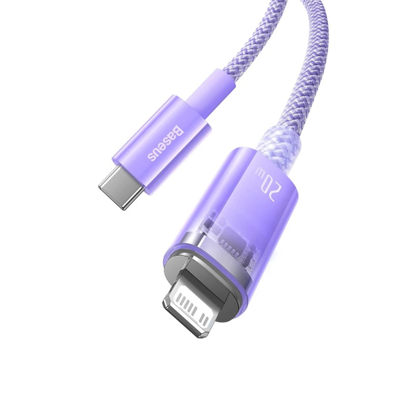 Кабель Baseus Explorer Series Fast Charging Cable with Smart Temperature Control Type-C to iP 20W 1m Purple — фото 7