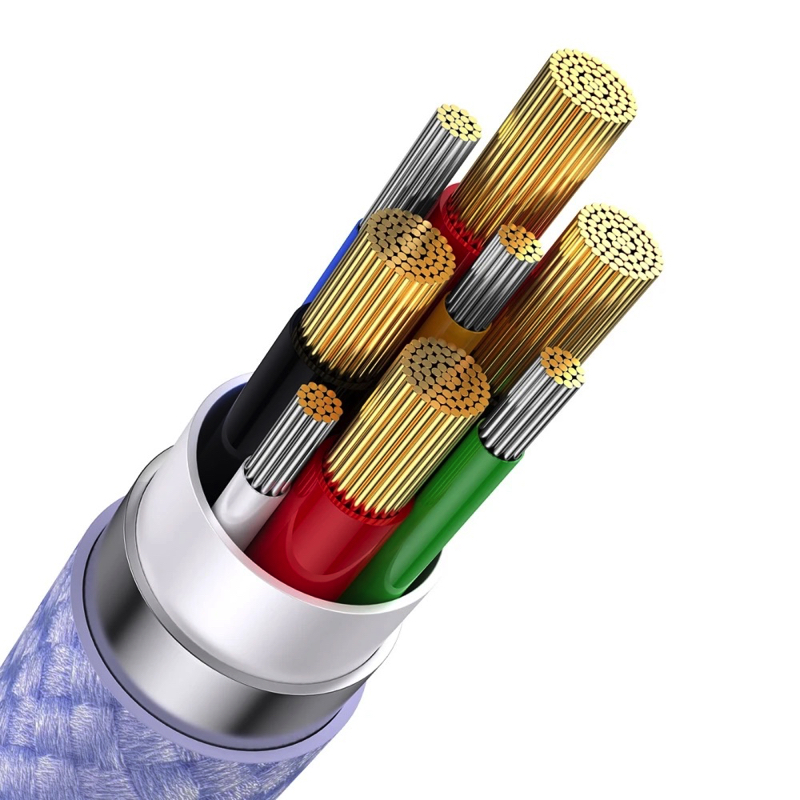 Кабель Baseus Flash Series Ⅱ Two-for-three Charging Cable U+C to M+L+C 100W 1.2m Purple — фото 8