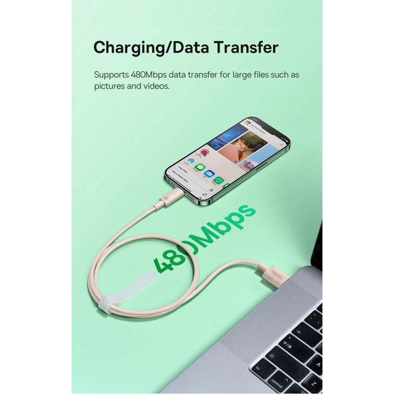 Кабель Baseus Habitat Series Fast Charging Cable Type-C to iP 20W 2m Wheat Pink — фото 10