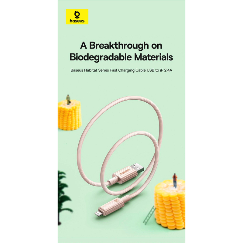 Кабель Baseus Habitat Series Fast Charging Cable Type-C to iP 20W 2m Wheat Pink — фото 7