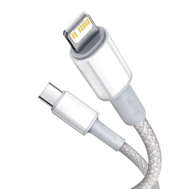 Кабель Baseus High Density Braided Fast Charging Data Cable Type-C to iP PD 20W 2m White — фото 4