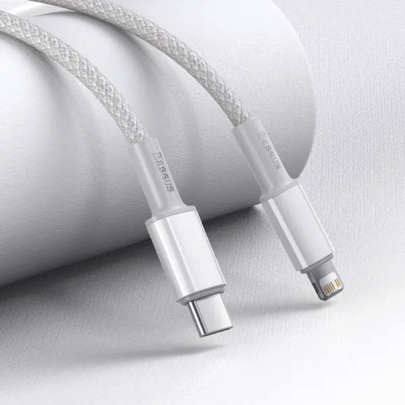 Кабель Baseus High Density Braided Fast Charging Data Cable Type-C to iP PD 20W 2m White — фото 9