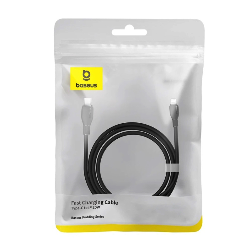 Кабель Baseus Pudding Series Fast Charging Cable Type-C to iP 20W 1.2m Cluster Black — фото 3