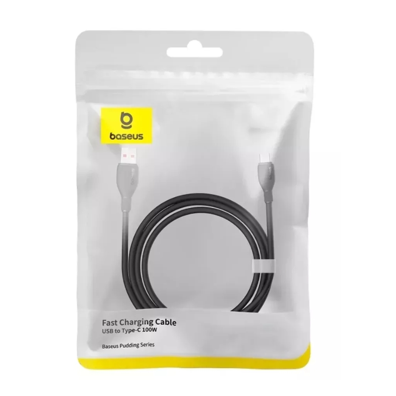 Кабель Baseus Pudding Series Fast Charging Cable USB to Type-C 100W 2m Cluster Black — фото 3
