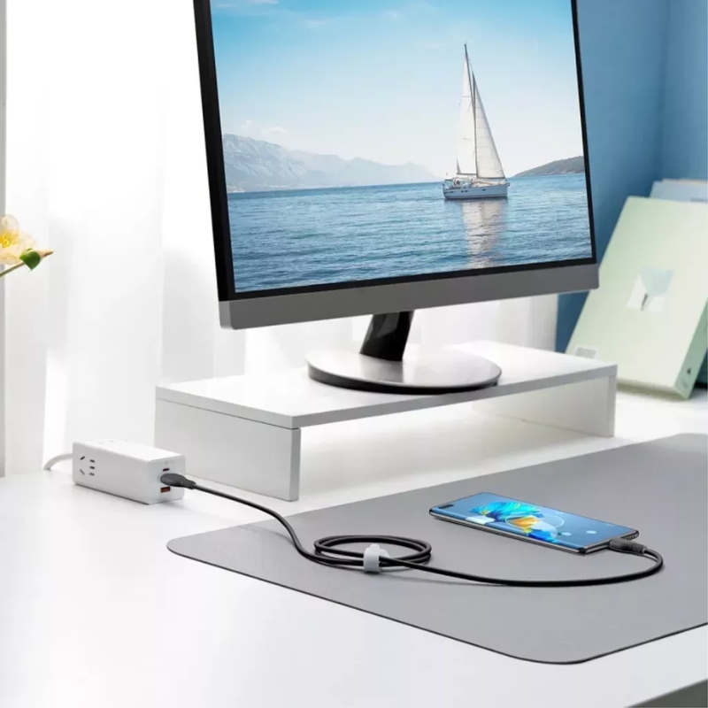 Кабель Baseus Pudding Series Fast Charging Cable USB to Type-C 100W 2m Cluster Black — фото 6