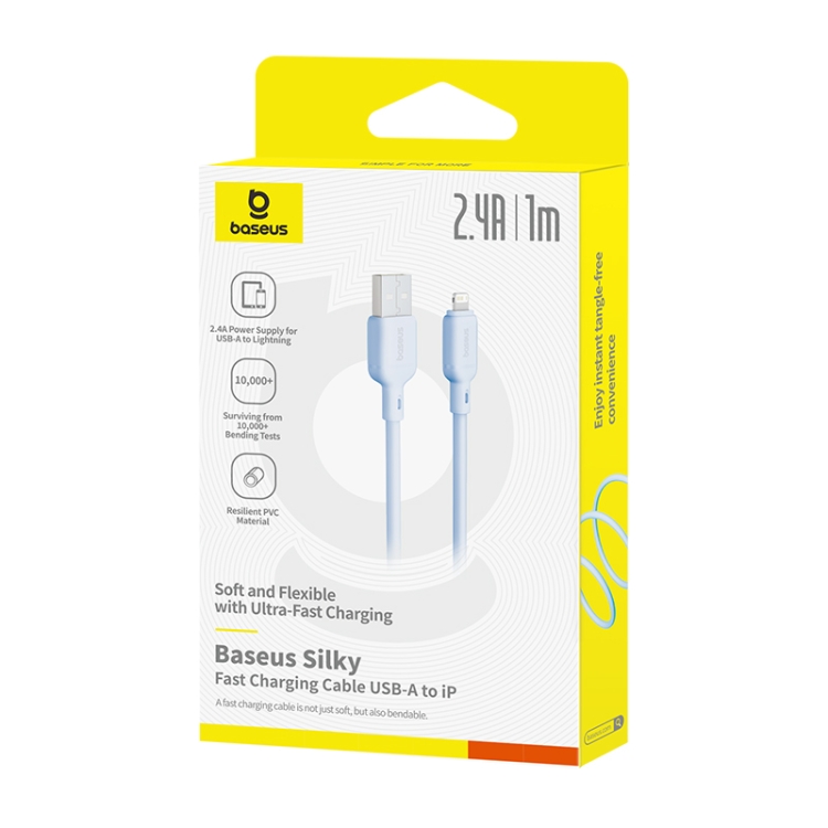 Кабель Baseus Silky Series Fast Charging Cable USB to iP 2.4A 1m Galaxy Blue — фото 3