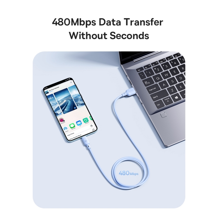 Кабель Baseus Silky Series Fast Charging Cable USB to iP 2.4A 1m Galaxy Blue — фото 7