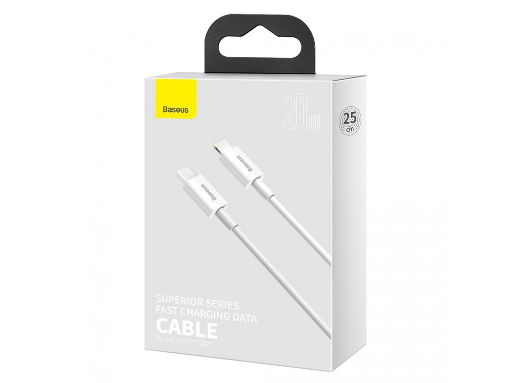 Кабель Baseus Superior Series Fast Charging Data Cable Type-C to iP PD 20W 0.25m White — фото 5