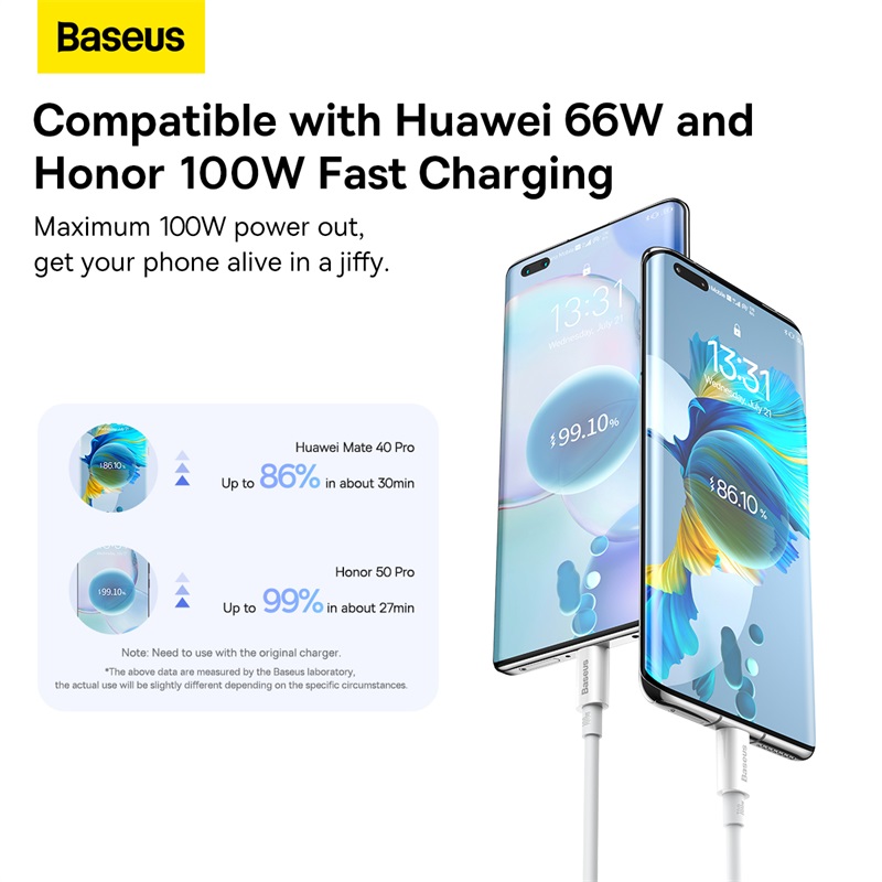 Кабель Baseus Superior Series Fast Charging Data Cable USB to Type-C 100W 1.5m Moon White — фото 12