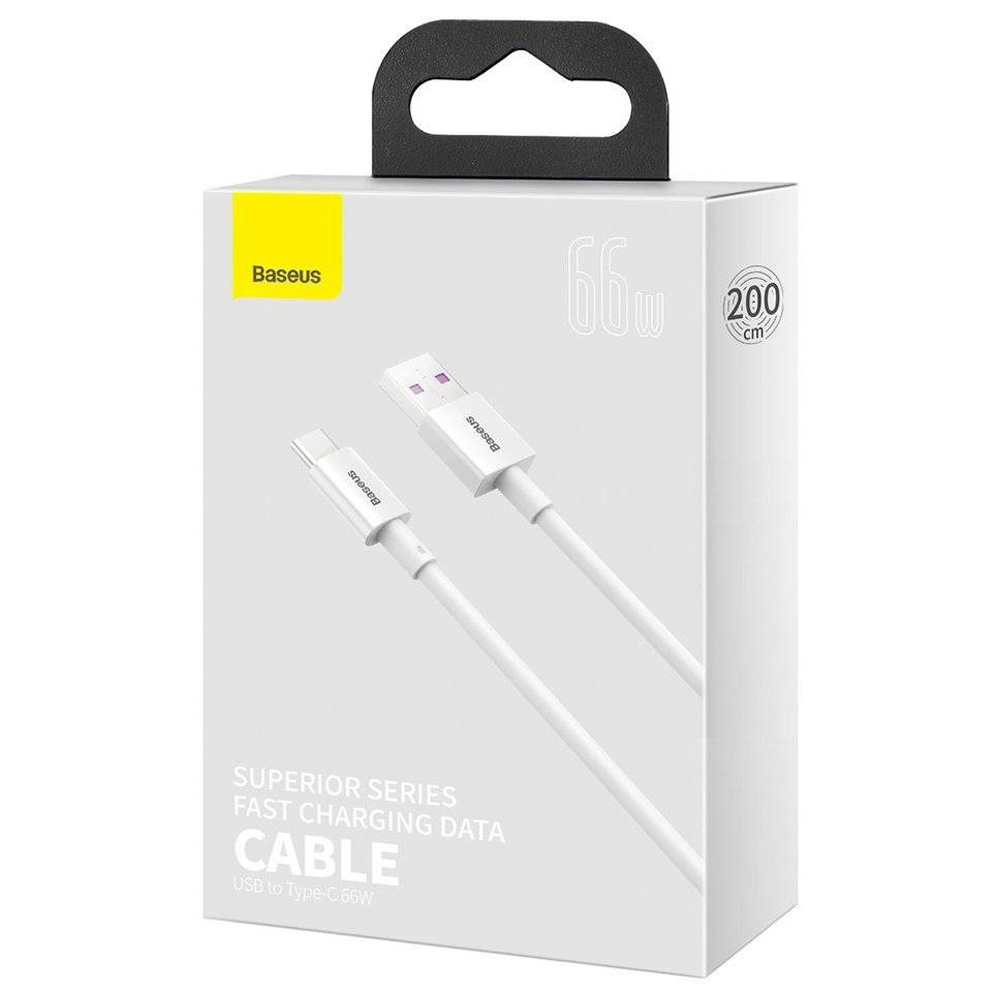 Кабель Baseus Superior Series Fast Charging Data Cable USB to Type-C 66W 2m White — фото 3