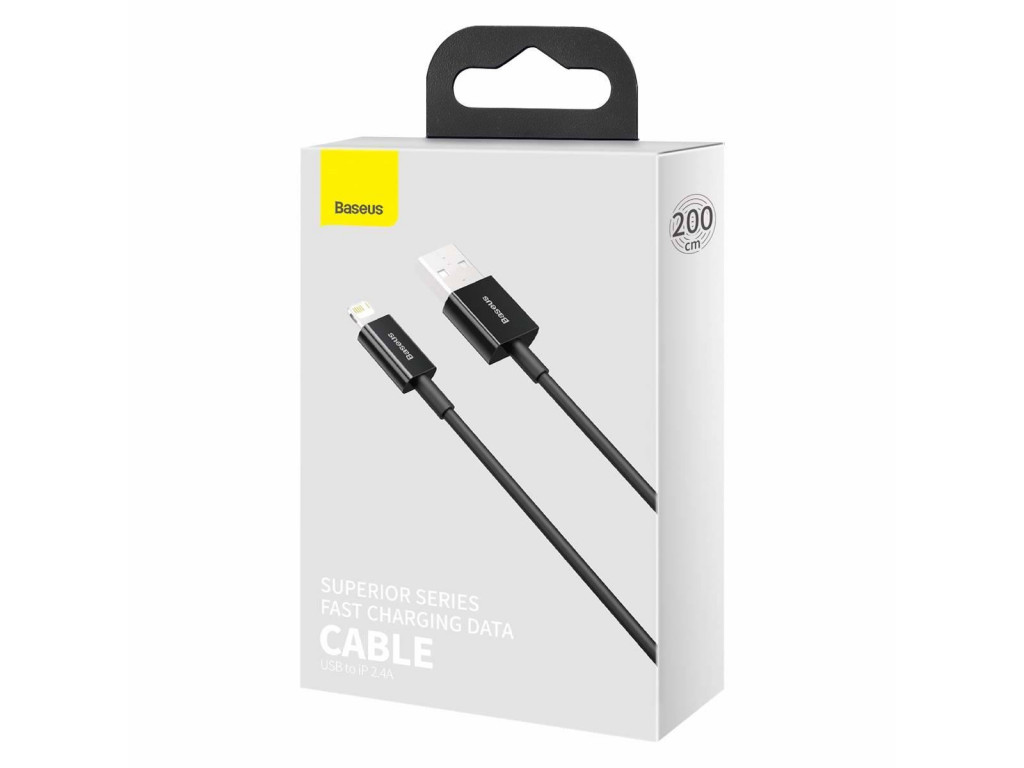 Кабель Baseus Superior Series USB to iP 2.4A 2m Black — фото 3