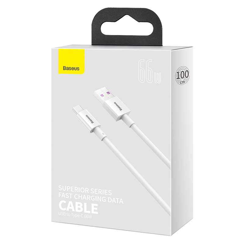 Кабель Baseus Superior Series USB to Type-C 66W 1m White — фото 3