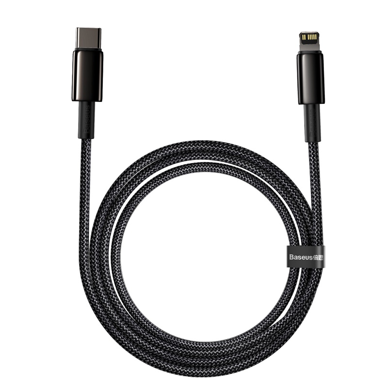 Кабель Baseus Tungsten Gold Fast Charging Data Cable Type-C to iP PD 20W 2m Black — фото 4