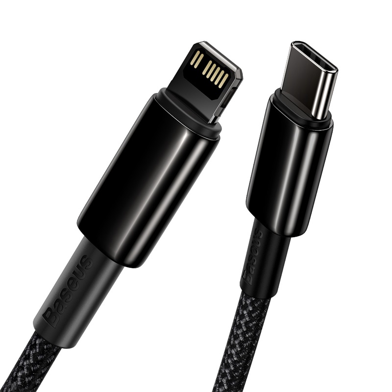Кабель Baseus Tungsten Gold Fast Charging Data Cable Type-C to iP PD 20W 2m Black — фото 5