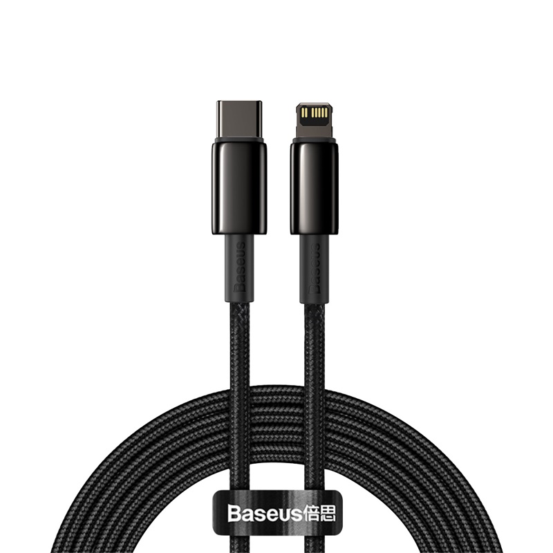 Кабель Baseus Tungsten Gold Fast Charging Data Cable Type-C to iP PD 20W 2m Black — фото 8