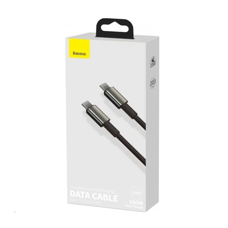 Кабель Baseus Tungsten Gold Fast Charging Data Cable Type-C to Type-C 100W 2m Black — фото 3