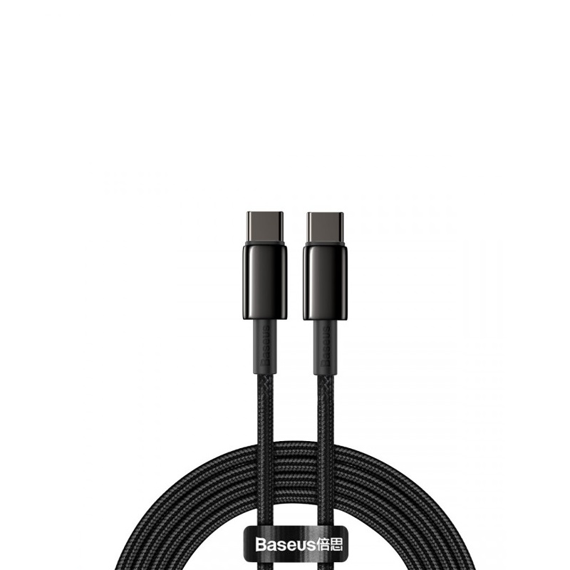 Кабель Baseus Tungsten Gold Fast Charging Data Cable Type-C to Type-C 100W 2m Black — фото 4