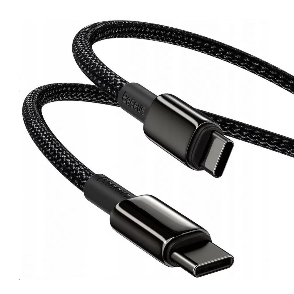 Кабель Baseus Tungsten Gold Fast Charging Data Cable Type-C to Type-C 100W 2m Black — фото 5