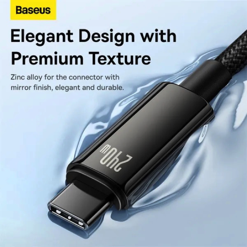 Кабель Baseus Tungsten Gold Fast Charging Data Cable Type-C to Type-C 240W 2m Black — фото 11