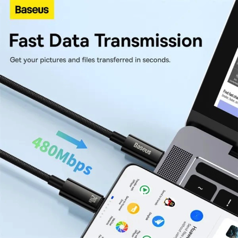 Кабель Baseus Tungsten Gold Fast Charging Data Cable Type-C to Type-C 240W 2m Black — фото 13