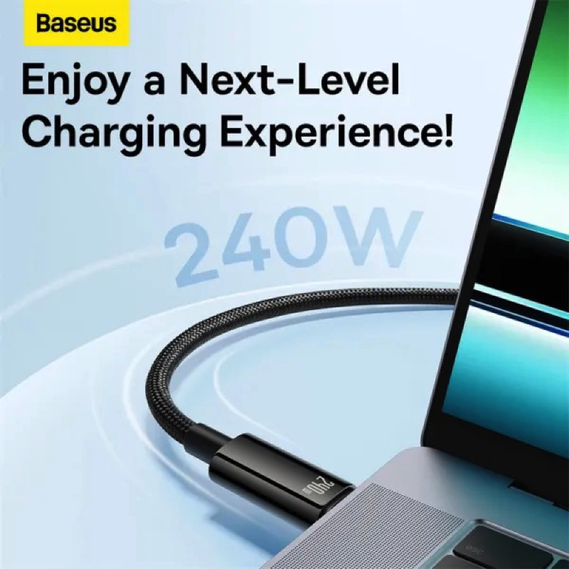 Кабель Baseus Tungsten Gold Fast Charging Data Cable Type-C to Type-C 240W 2m Black — фото 14