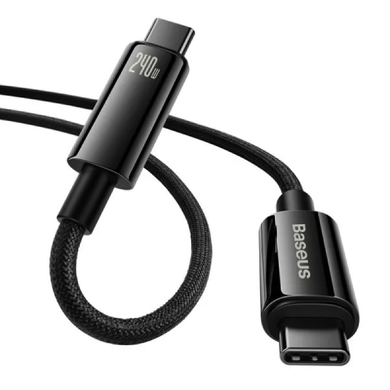 Кабель Baseus Tungsten Gold Fast Charging Data Cable Type-C to Type-C 240W 2m Black — фото 4