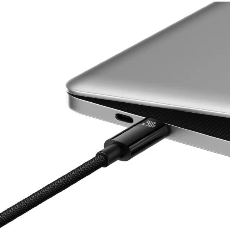 Кабель Baseus Tungsten Gold Fast Charging Data Cable Type-C to Type-C 240W 2m Black — фото 7