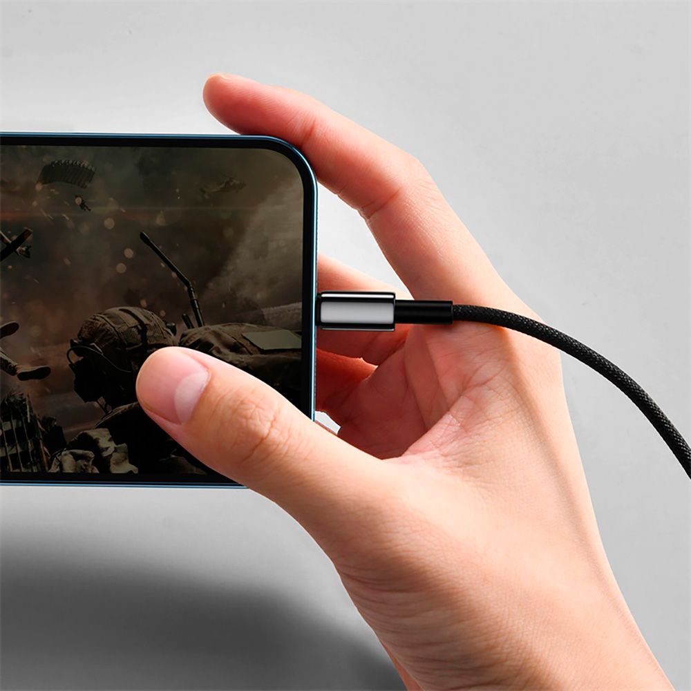 Кабель Baseus Tungsten Gold Fast Charging Data Cable USB to iP 2.4A 1m Black — фото 11