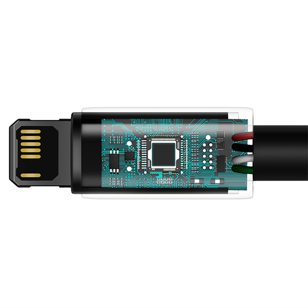 Кабель Baseus Tungsten Gold Fast Charging Data Cable USB to iP 2.4A 1m Black — фото 8