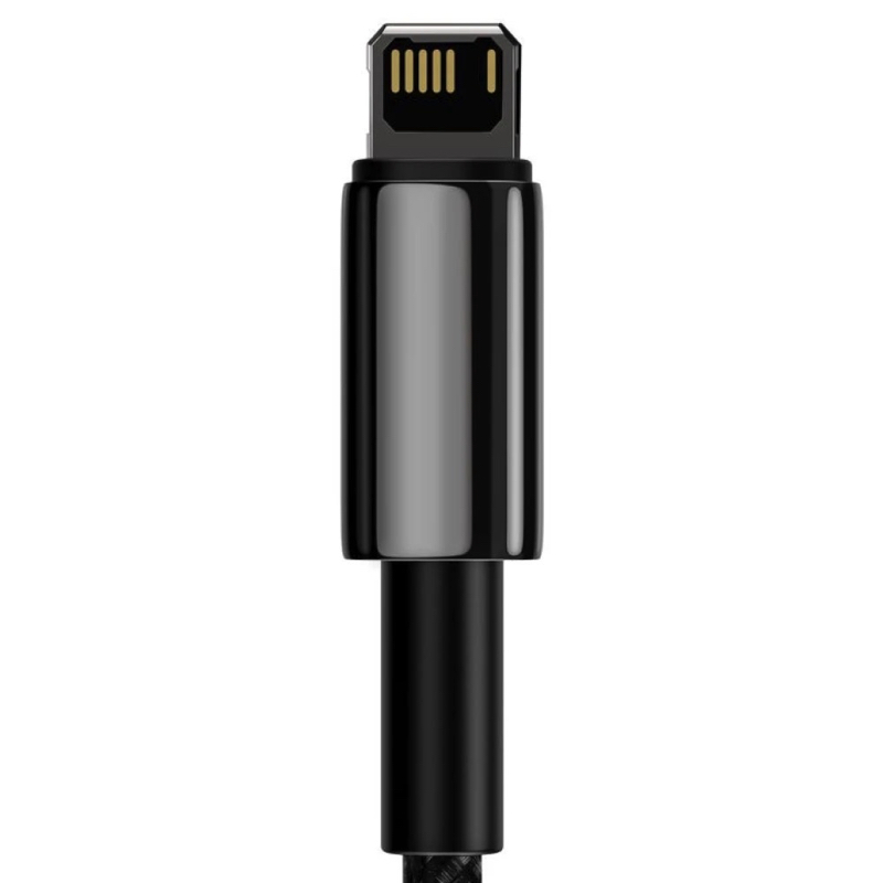 Кабель Baseus Tungsten Gold Fast Charging Data Cable USB to iP 2.4A 2m Black — фото 4