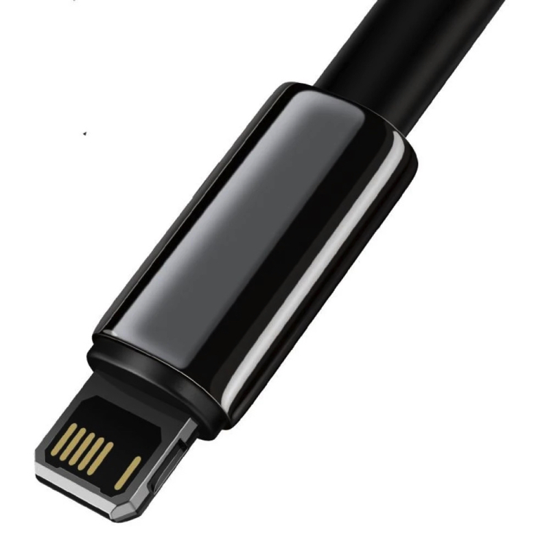 Кабель Baseus Tungsten Gold Fast Charging Data Cable USB to iP 2.4A 2m Black — фото 6