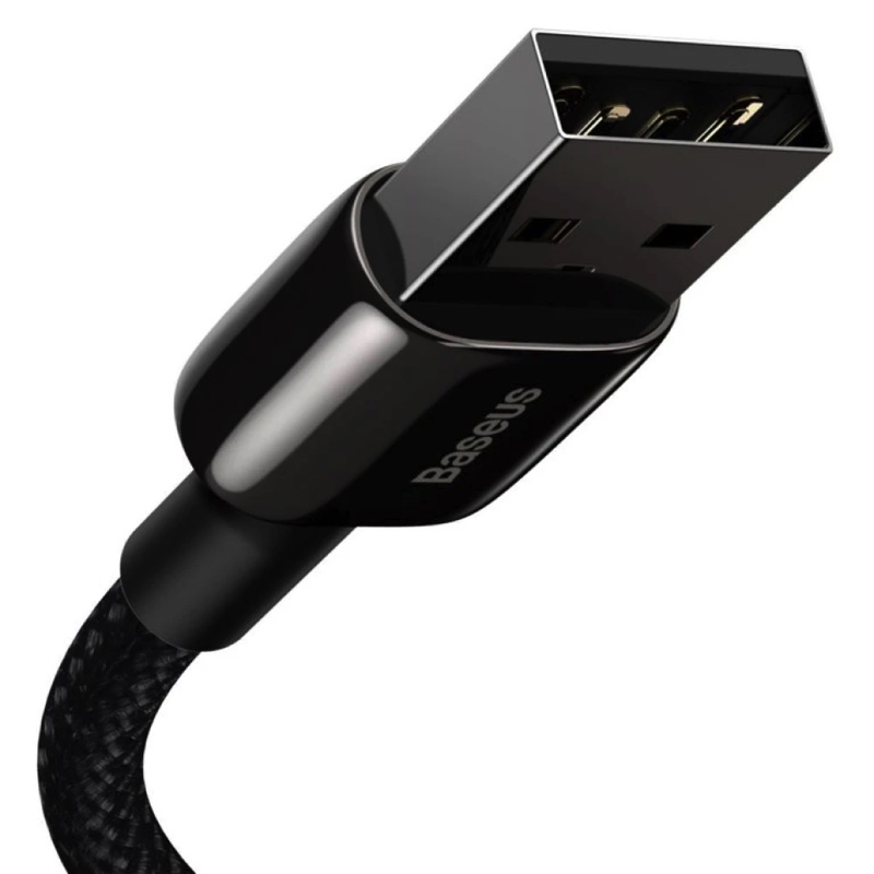 Кабель Baseus Tungsten Gold Fast Charging Data Cable USB to iP 2.4A 2m Black — фото 7
