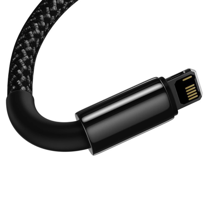 Кабель Baseus Tungsten Gold Fast Charging Data Cable USB to iP 2.4A 2m Black — фото 8