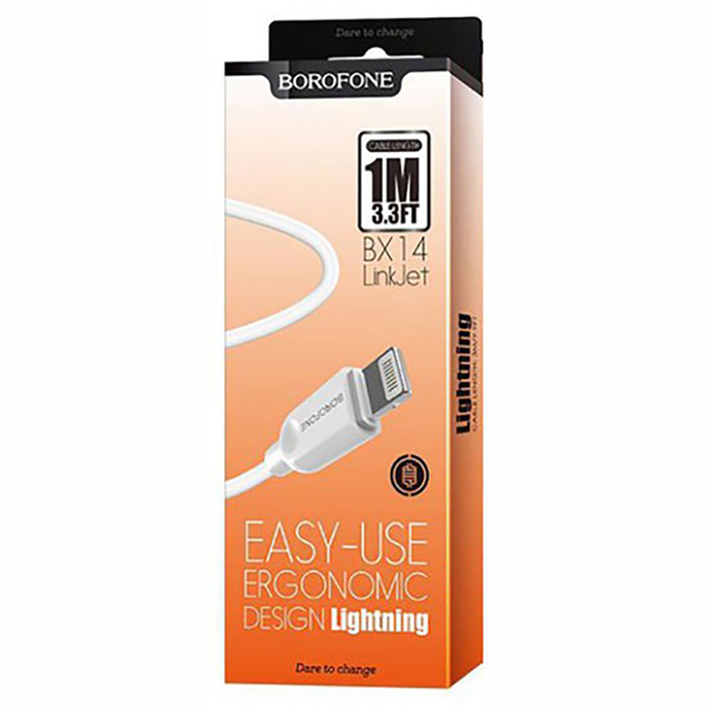 Кабель BOROFONE BX14 USB to iP 2.4A, 1m, PVC, TPE connectors, White — фото 3