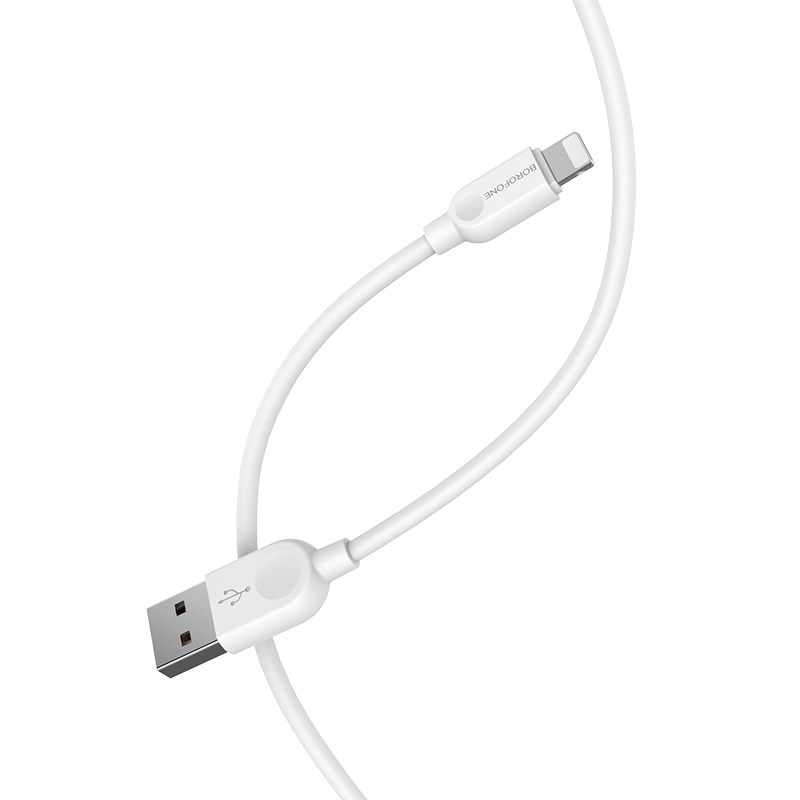 Кабель BOROFONE BX14 USB to iP 2.4A, 1m, PVC, TPE connectors, White — фото 4