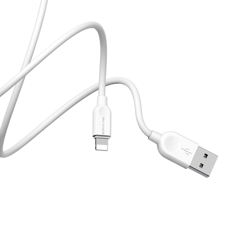 Кабель BOROFONE BX14 USB to iP 2.4A, 1m, PVC, TPE connectors, White — фото 5
