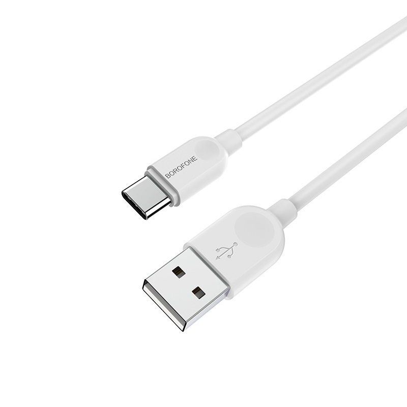 Кабель BOROFONE BX14 USB to Type-C 2.4A, 2m, PVC, TPE connectors, White — фото 4