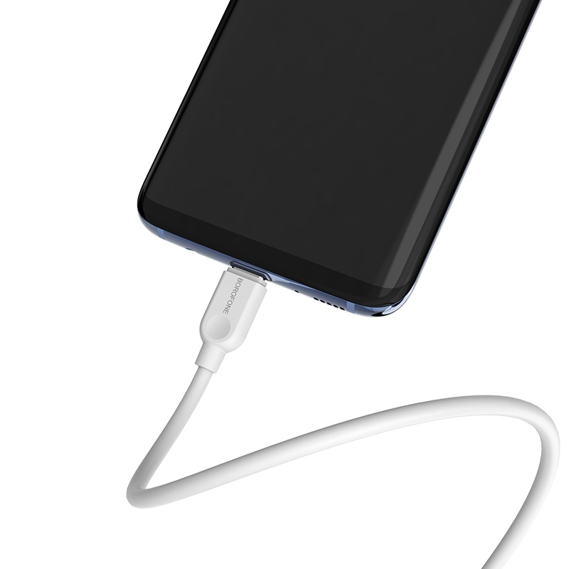 Кабель BOROFONE BX14 USB to Type-C 2.4A, 2m, PVC, TPE connectors, White — фото 5