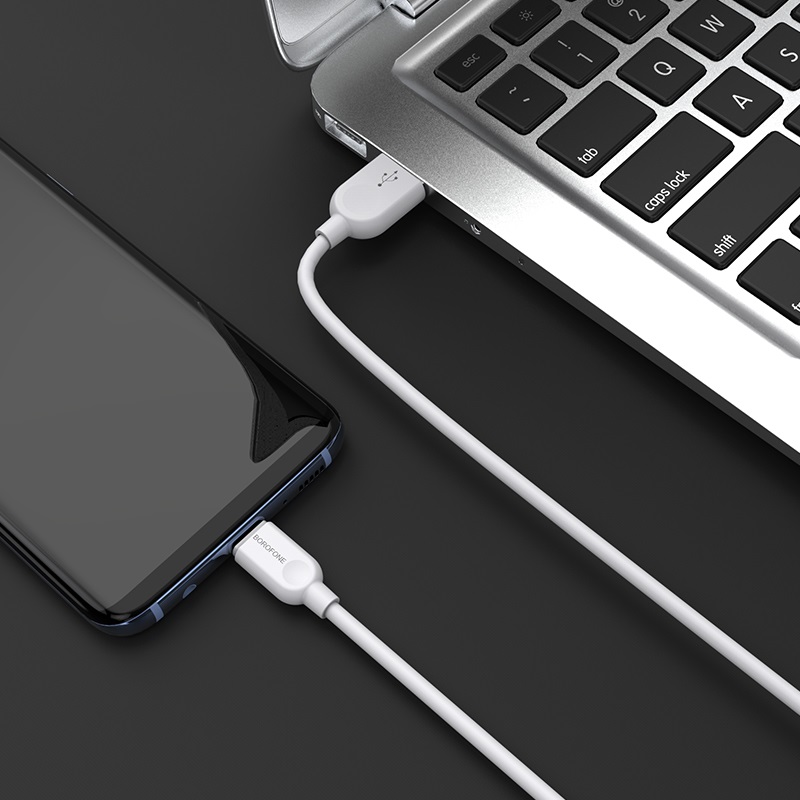 Кабель BOROFONE BX14 USB to Type-C 2.4A, 2m, PVC, TPE connectors, White — фото 6