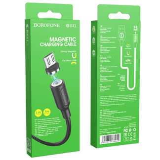 Кабель Borofone BX41 USB to Micro 2.4A, 1m, PVC, PVC connectors, magnetic, Black