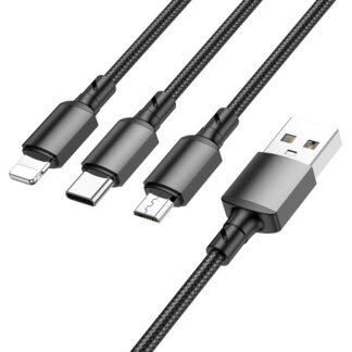 Кабель Borofone BX72 3-in-1 charging cable(iP+Type-C+Micro) Black