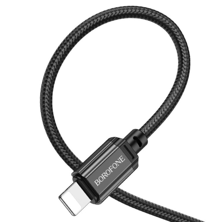 Кабель BOROFONE BX87 USB to iP 2.4A,1m, nylon, aluminum connectors, Black — фото 4