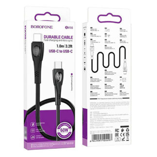 Кабель BOROFONE BX98 Type-C to Type-C Superior 60W charging data cable Black — фото 3