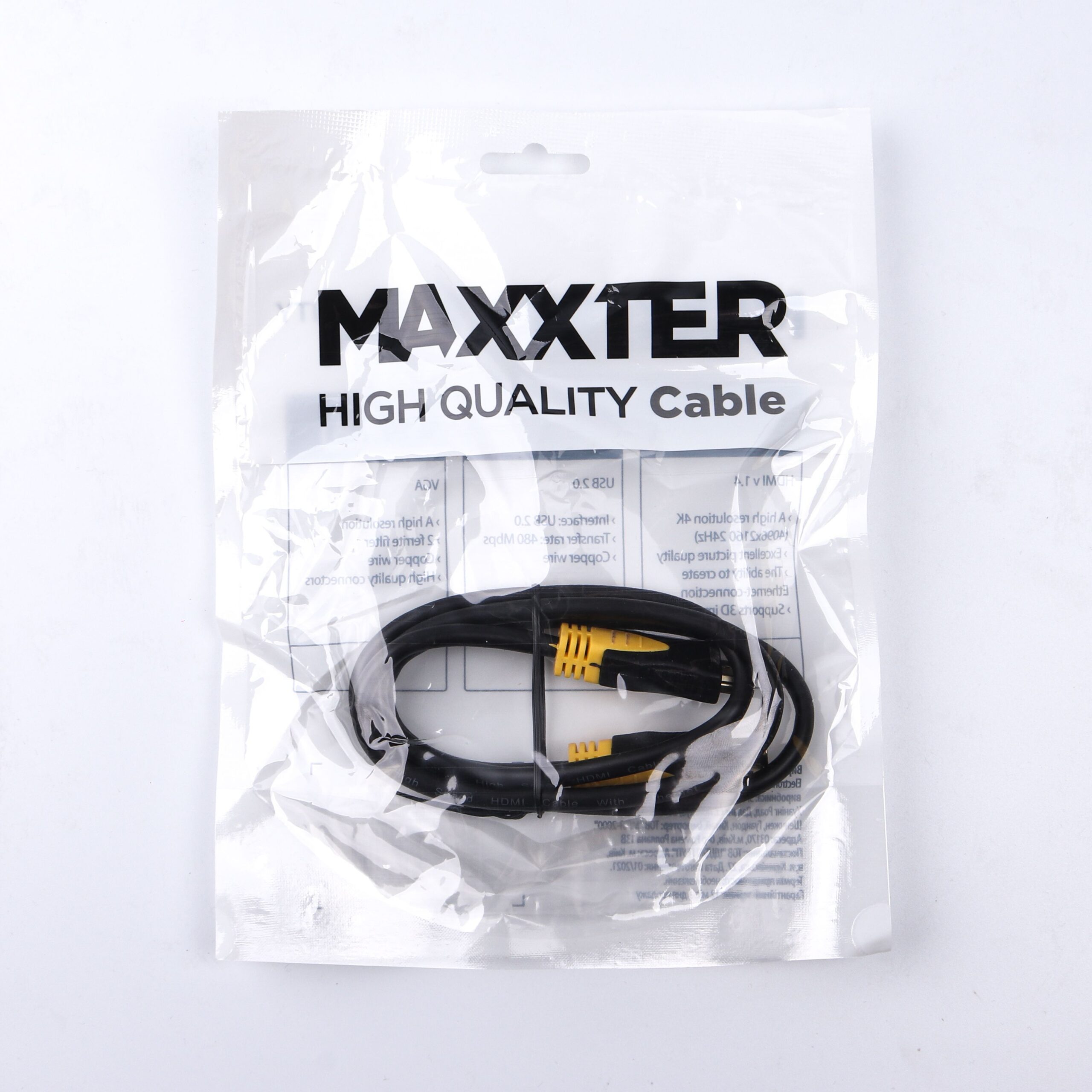 Кабель Hdmi V.2.0, 4 К 60 Гц, позолочені конектори, 2 м Maxxter — фото 2