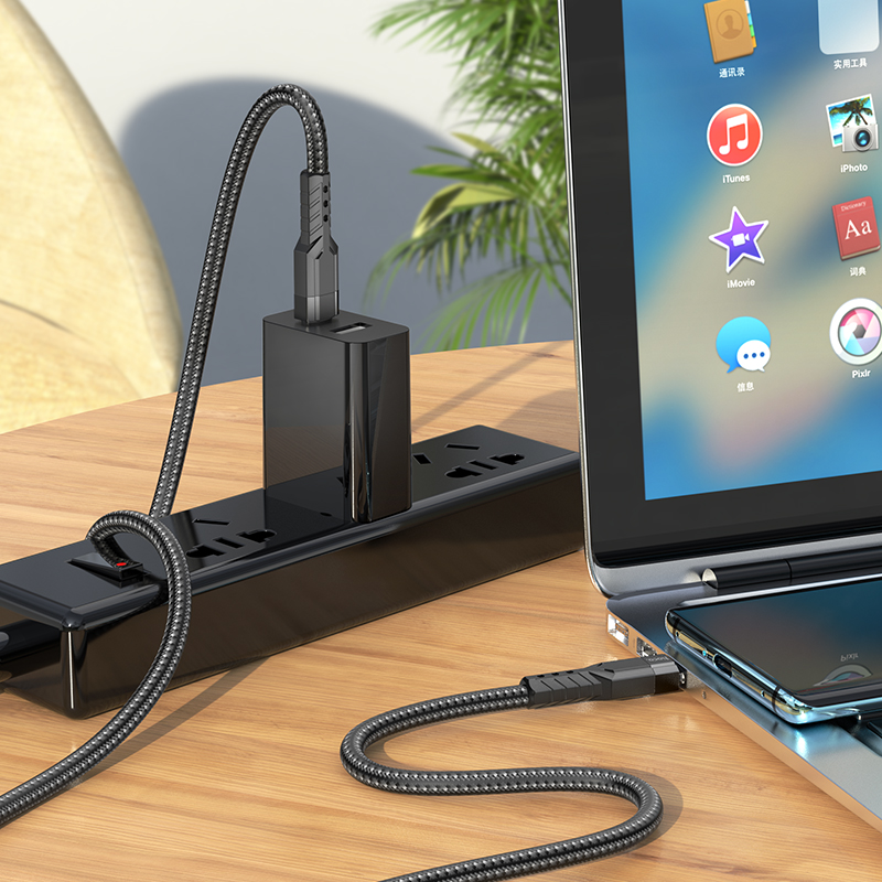 Кабель HOCO U110 Type-C to Type-C 60W charging data cable Black — фото 6