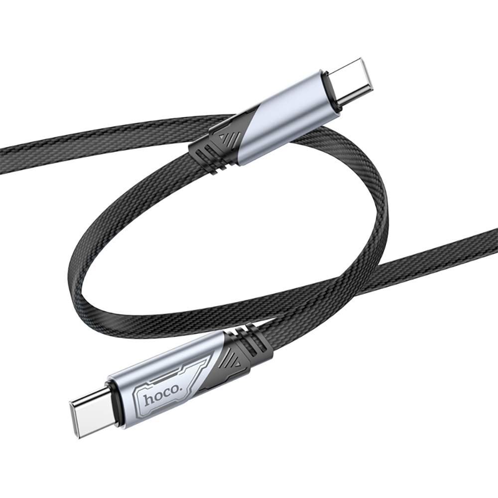Кабель HOCO U119 Type-C to Type-C 60W, 1.2m, nylon, aluminum connectors, Black — фото 4