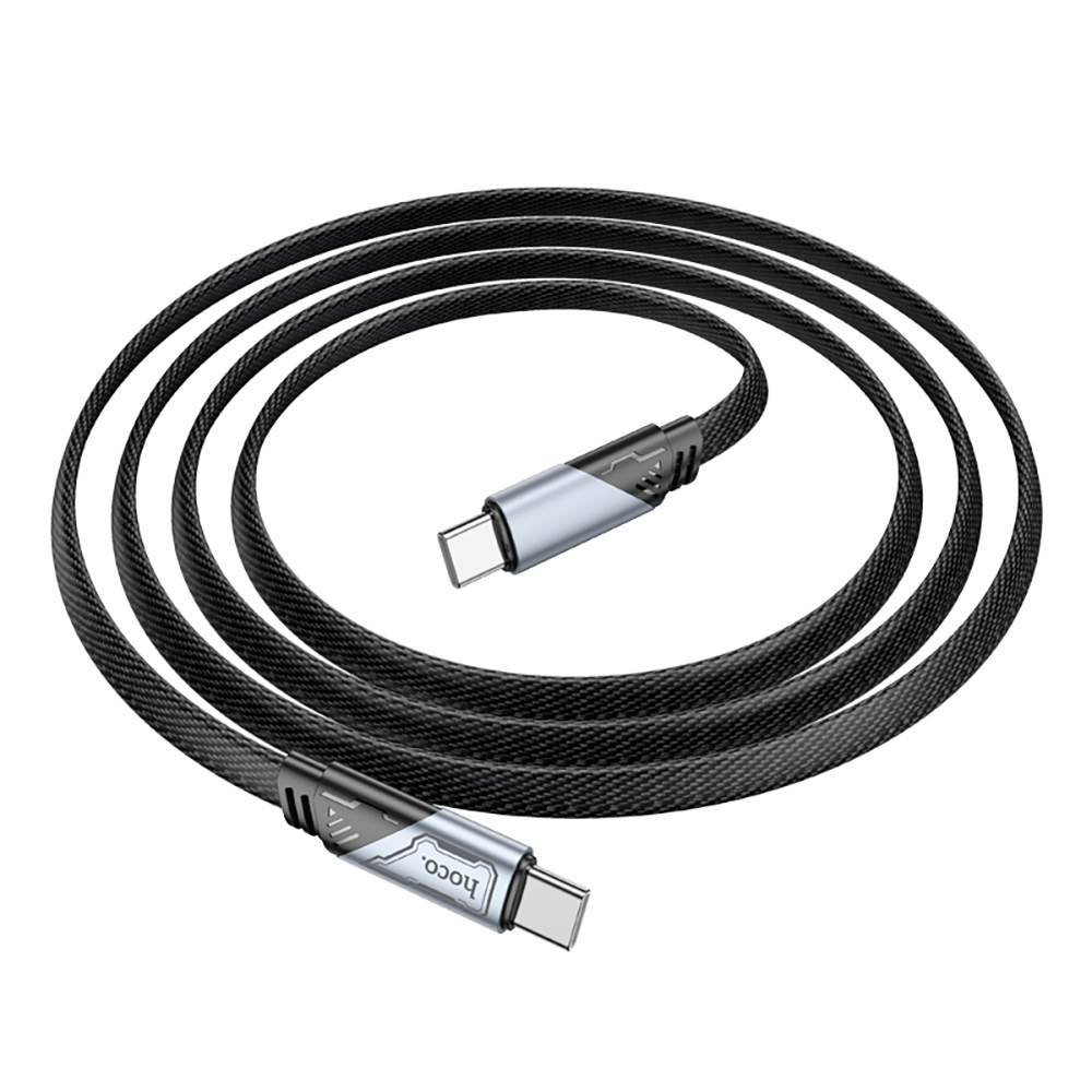 Кабель HOCO U119 Type-C to Type-C 60W, 1.2m, nylon, aluminum connectors, Black — фото 5