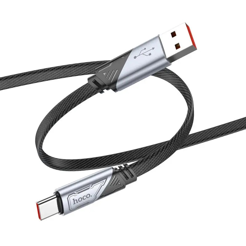 Кабель HOCO U119 USB to Type-C 5A, 1.2m, nylon, aluminum connectors, Black — фото 4