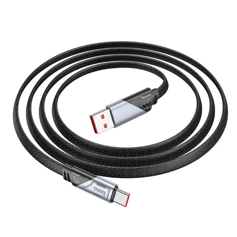 Кабель HOCO U119 USB to Type-C 5A, 1.2m, nylon, aluminum connectors, Black — фото 5